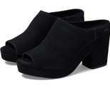 TOMS Ladies Size 6 Florence Slip-On Peep Toe Platform Sandals, Black Suede - £31.26 GBP