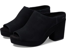 TOMS Ladies Size 6 Florence Slip-On Peep Toe Platform Sandals, Black Suede - £31.46 GBP