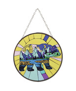 Bear w/ Mountain Scene Round Stained Glass Suncatcher 6&quot; D - $376.79 MXN