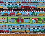 Cotton All Around Town Stripe Cars Traffic Kids Fabric Print by the Yard... - $12.95