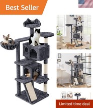 57-Inch Multi-Level Cat Tree Tower with 3 Padded Perches &amp; 2 Condos - Da... - $89.99