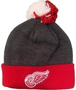 Reebok Adult Detroit Red Wings Cuffed Knit Pom Beanie Hat Cap- Red Gray,... - £11.66 GBP