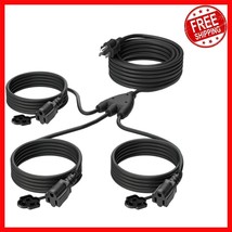 Heavy Duty 40FT Splitter Extension Cord with 3 Outlets - Ideal for Decor... - $42.67