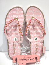 Pink Gold Juicy Couture Bling Rhinestones Flip Flop Sandals Size 8 - £23.25 GBP