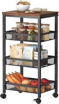 Hoctieon Rolling Storage Cart: A 4-Tier Wide Panel Rolling Kitchen Stora... - $1,136.47 MXN