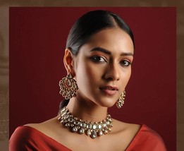 VeroniQ Trends-Designer Kundan Meenakari Choker Necklace-Bridal-Wedding - £86.91 GBP