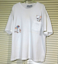 Pinky And The Brain - Animaniacs - 1994 White Shirt Embroidered T-Shirt sz XL - £119.61 GBP
