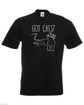 Mens T-Shirt Cute Relaxed Cat Quote Got Cats?, Funny Kitty TShirt Kitten Shirt - £19.94 GBP