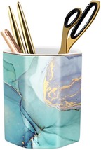 Green Marble Waveyu Pencil Cup For Desk Cute, Pen Pencil Stand Holder, Office - £31.29 GBP