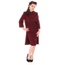 Vintage 60s Galanos Wool Plaid Dress &amp; Coat Set Red Green Designer Sheath M - $1,574.10