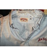 Jim Beam Blue White Striped Button Front Short Sleeve Shirt 17.5 Red Kap - $24.74