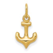 14K Yellow Gold 3D Anchor Charm Sailing Ship Pendant - £84.74 GBP