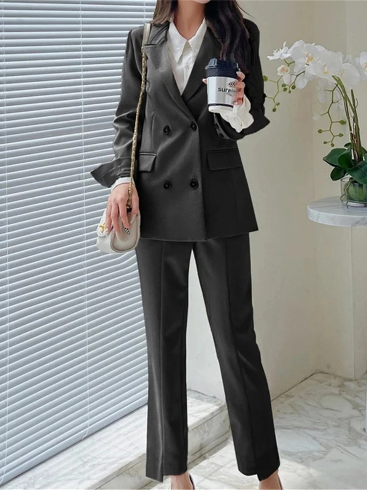 Women Two-Piece Set Pantsuit Office Ladies Elegant Blazer Suit Female Casual Jac - £199.52 GBP