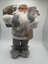 Nordic Winter  Rustic  Christmas Standing  Santa Claus With Skis - $27.74