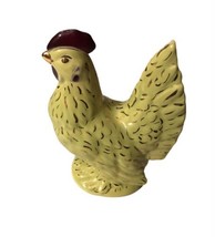 Vintage Ceramic Rooster Chicken Figurine Yellow W/ Gold Accents - $24.95