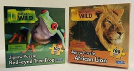 NAT GEO WILD Uncle Milton - Red-Eyed Tree Frog &amp; African Lion - 100pc Puzzles - £14.02 GBP