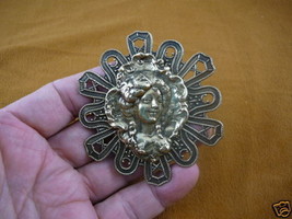 (b-wom-27) Woman lady Victorian filigree brass pin pendant fashion brooch - £18.39 GBP