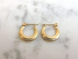Pr Womens 14K Yellow Gold Hoop Earrings, 1.0g E1077 - £90.98 GBP