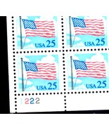 U S Stamp 25 Cent American Flag Plate Block - £2.32 GBP