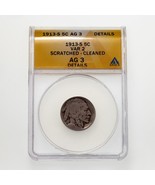 1913-3 5C Buffalo Nickel Type 2 Graded by ANACS as AG-3 (Scratched, Clea... - $203.09 CAD