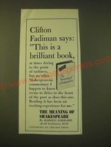 1951 University of Chicago Press Ad - The Meaning of Shakespeare - £14.61 GBP