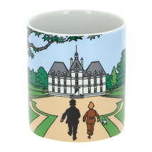 Tintin and Haddock walking to Moulinsart castle porcelain mug in gift bo... - $21.99