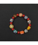 Bracelet ancien africain de perles de verre peintes à la main avec perle... - $40.29 CAD