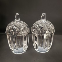 Shannon Crystal Acorn Salt &amp; Pepper Shakers Measures 3 1/2&quot; Tall Excellent - £26.24 GBP