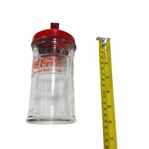 Vintage 90&#39;s Coca Cola Glass Sugar Dispenser Ribbed W/Red Lid - 6&quot; Tall ... - $23.70