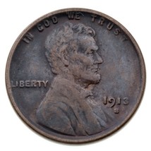 1913-S 1C Lincoln Blé Cents En XF État, Marron Couleur, Beau Frappe - $77.94