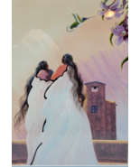 William Bill Rabbit Southwest Native Art TWO WOMEN WITH HUMMINBIRD Frame... - £22.12 GBP