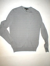 New Mens M NWT Calvin Klein Collection Merino Wool Sweater Gray Italy Squares  - £752.31 GBP