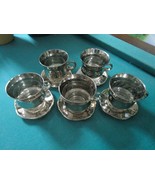 SILVER PAINTED GLASS CUPS MUGS SAUCERS 10 PCS RARE [90] - $94.05