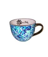Lilly Pulitzer Coffee Mug Floral Gold Handle Ceramic Blue Purple  Tea Cu... - $20.00