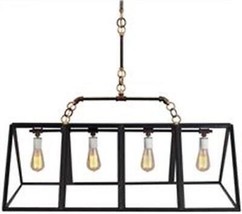 Rustic Pendant Chandelier, Hand Forged, 4 Lights, Greenhouse Look Glass Panes - £1,800.77 GBP