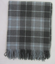 Pendleton Plaid Grey Wool 54 x 72 Fringed Throw Blanket - £73.52 GBP