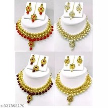 Indian Women Set Of 4 Combo Necklace Set Gold plated Fashion Jewelry Wed... - £28.56 GBP