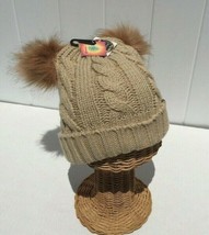 Winter Warm Knitted Soft Faux Fur Double Pom Beanie Hat W/ Plush Lining ... - £22.31 GBP