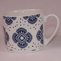 Fiorella Blue Medallion On White Design Large Coffee Mug Ceramic Floral ... - £8.35 GBP