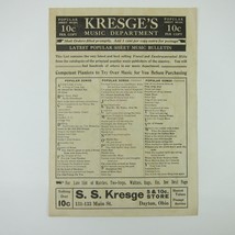 Sheet Music Sampler Ad S.S. Kresge Dayton Ohio Five &amp; Dime Store Antique 1911 - £15.92 GBP
