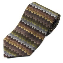 Grateful Dead Men&#39;s Printed Silk Clamshell Pattern Tie Brown Made in USA - £7.95 GBP