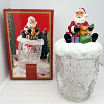 Gorham Holiday Winter Follies 9.5” Crystal Covered Jar Handpainted Resin... - $28.04