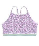 Zella Girl High Neck Floral Sporty Stripe Bikini Top Rainbow Pop 16 NEW - $20.51 CAD