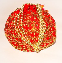 Rajasthani Potli Bag | Stylish Bag Women | Ethnic Handbag Embroidery red - $40.95 CAD