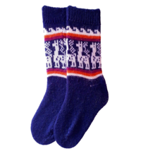 Women&#39;s thick blue socks, alpaca and llama wool. Size 7-9. Knitted in Bolivia. - £8.25 GBP