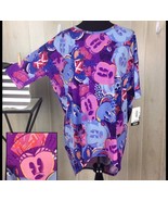 NEW Lularoe Irma Womens Disney Mickey Minnie Print Purple Pink Tunic Top... - $24.74
