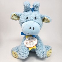 10" Hallmark Baby Blue Giraffe Yellow Dot Ears 2014 Stuffed Animal Plush Soft - $37.05