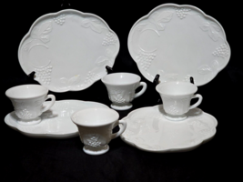 Vintage INDIANA GLASS COLONY Breakfast Luncheon Snack Set HARVEST MILK -... - $29.02