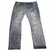 True Rock Jeans Pants Men 40 Blue Denim Acid Wash Distressed Casual Stra... - $28.69