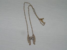 Vintage Reproduction 1928 Marked Goldtone Chain w Two Toned Lacey Moth Butterfly - $13.99